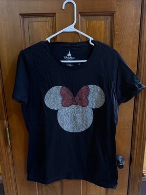 Disney Parks Authentic Minnie Mouse Rhinestone Silhouette T-Shirt Black XL